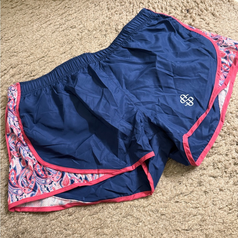 Simply Southern Blue Preppy Paisley Insert Simply Run Shorts - size XXL